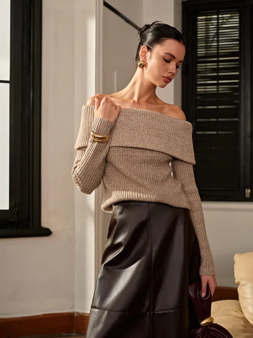Jade | Komfortabel kollektion off-shoulder trøje - Auvéla