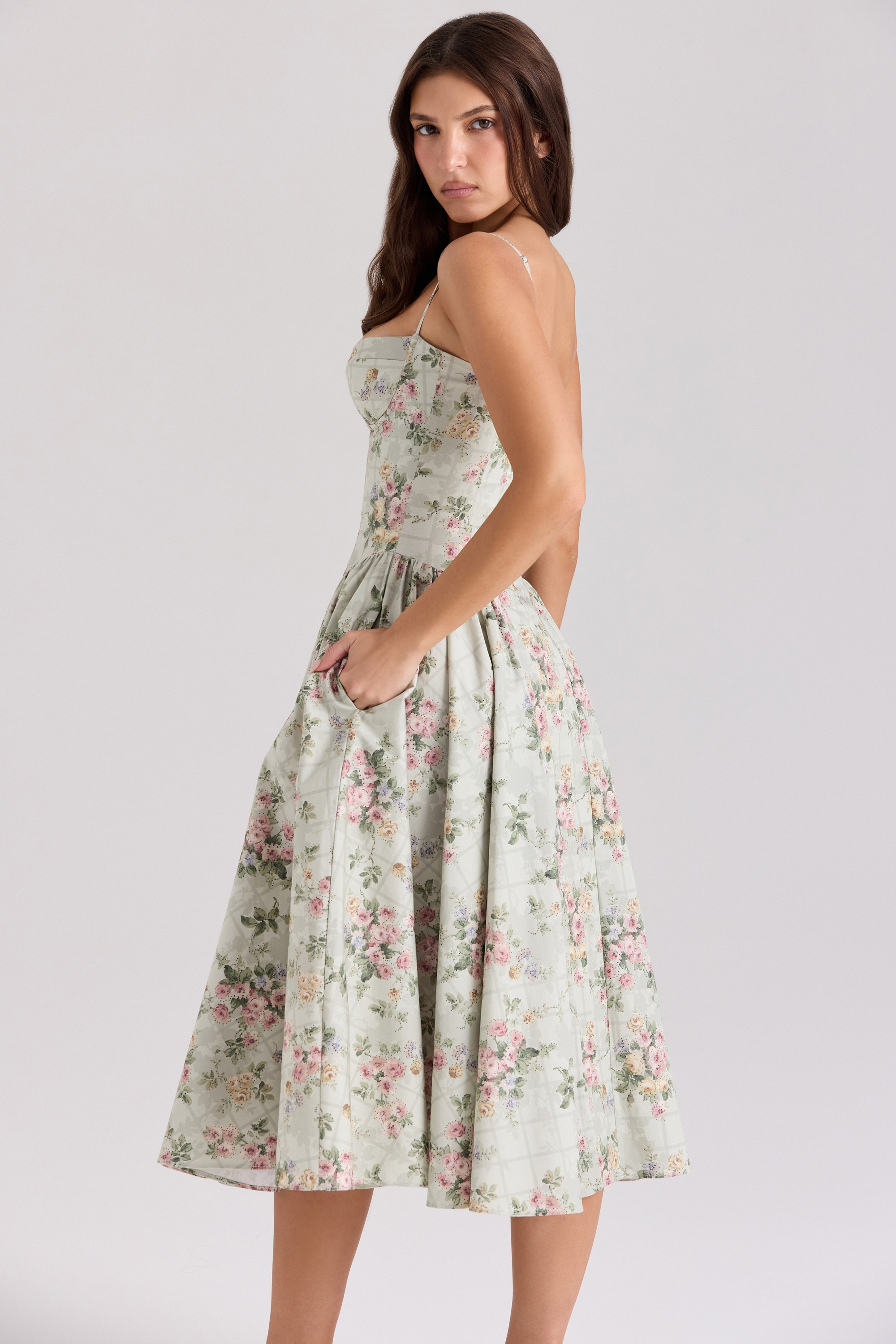 Coralie™ | Blomstret kjole med bånd - Auvéla
