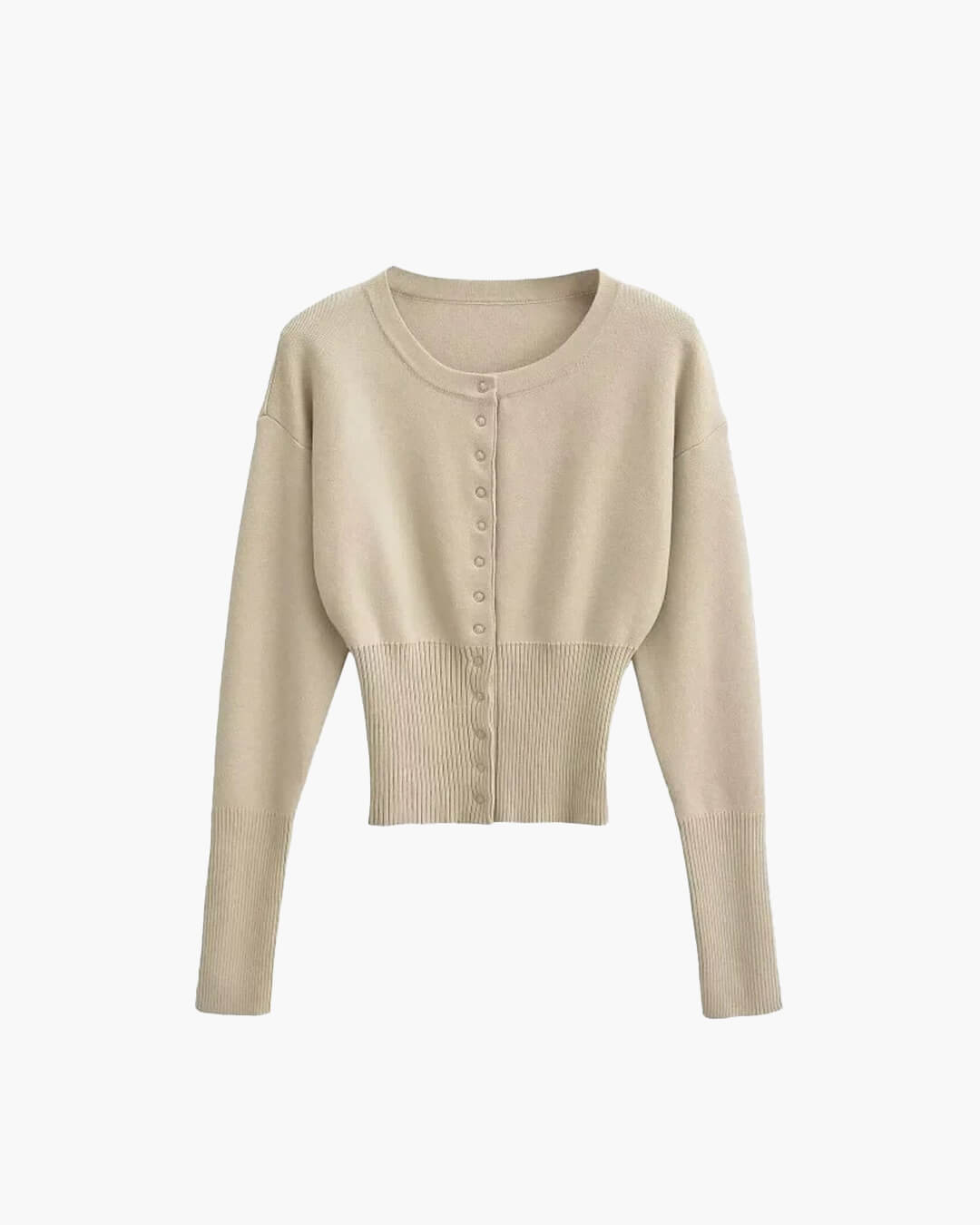 Clara | Dame cardigan – casual strik med rund hals - Auvéla