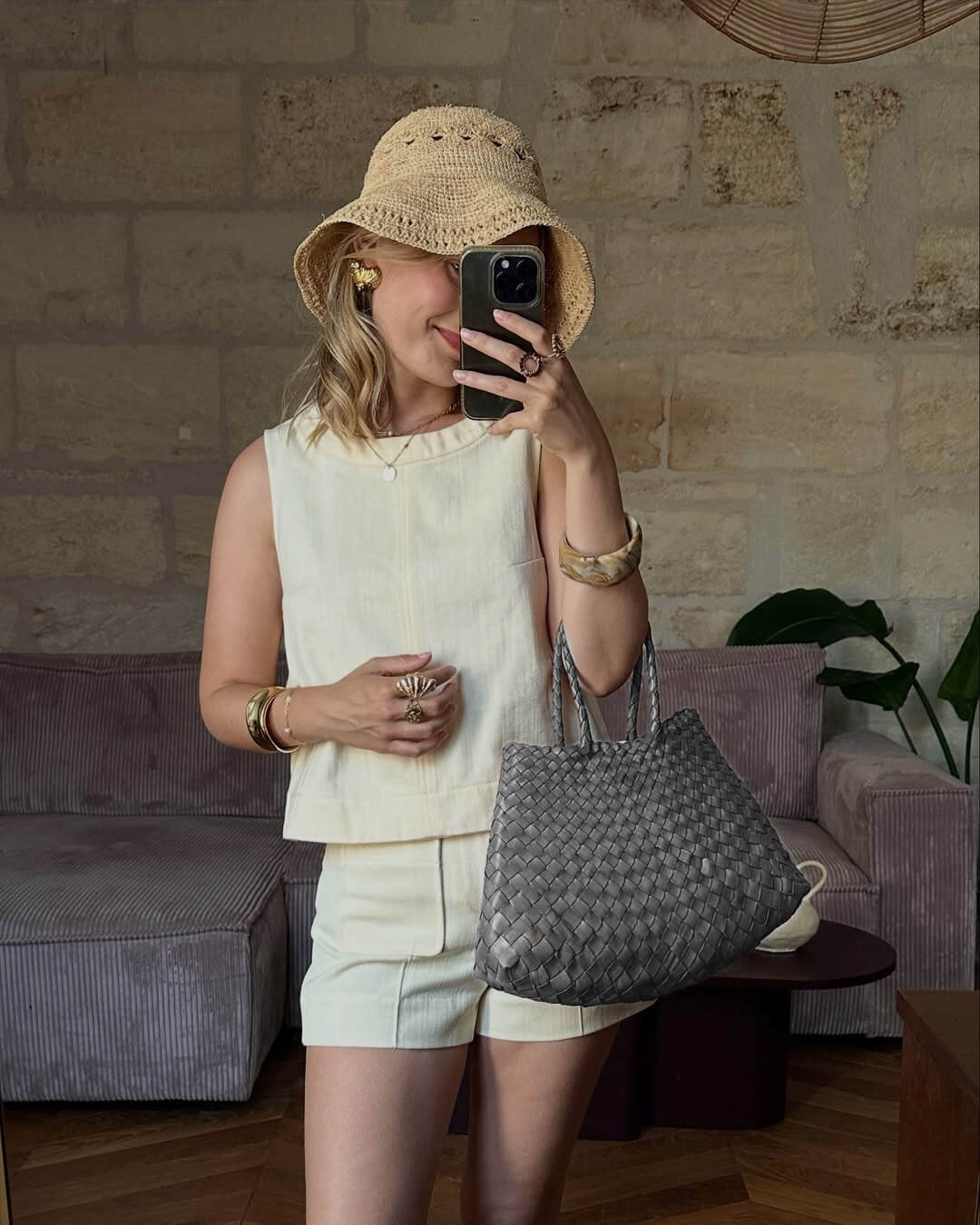 Madeleine Vegansk Læder Flettet Taske Medium - Auvéla