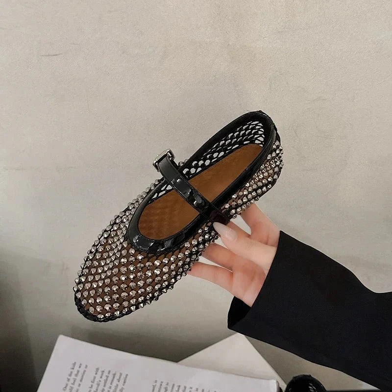 Mary Jane – Komfortabel Damesko med Strass & Mesh - Auvéla