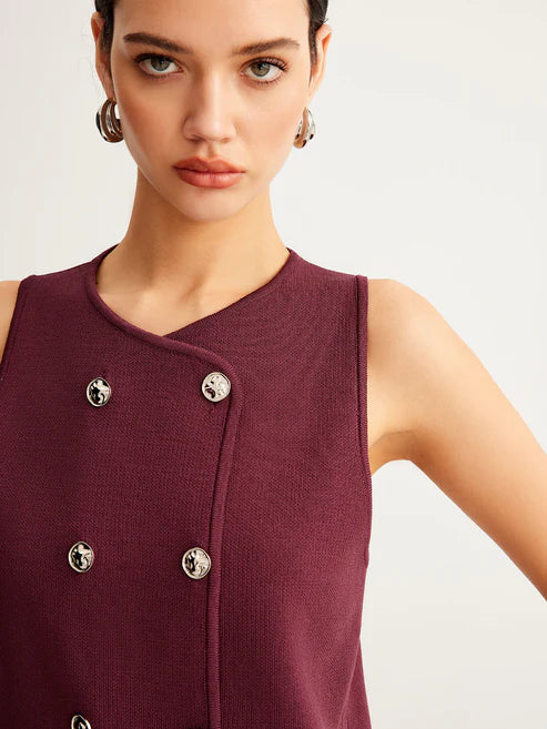Nina | Petite chic pullover vest med knapdetalje - Auvéla
