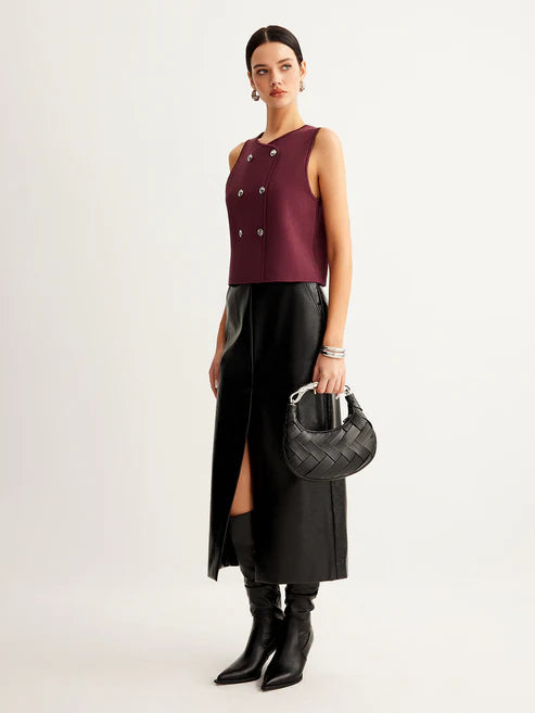 Nina | Petite chic pullover vest med knapdetalje - Auvéla
