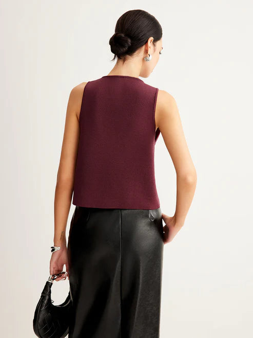 Nina | Petite chic pullover vest med knapdetalje - Auvéla