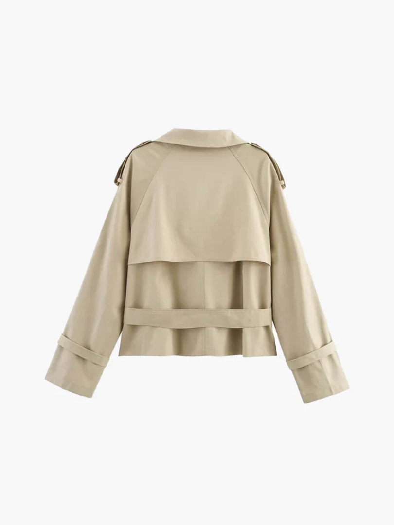 Lyss Kort dame trenchcoat – stilfuld efterårsjakke med bælte - Auvéla