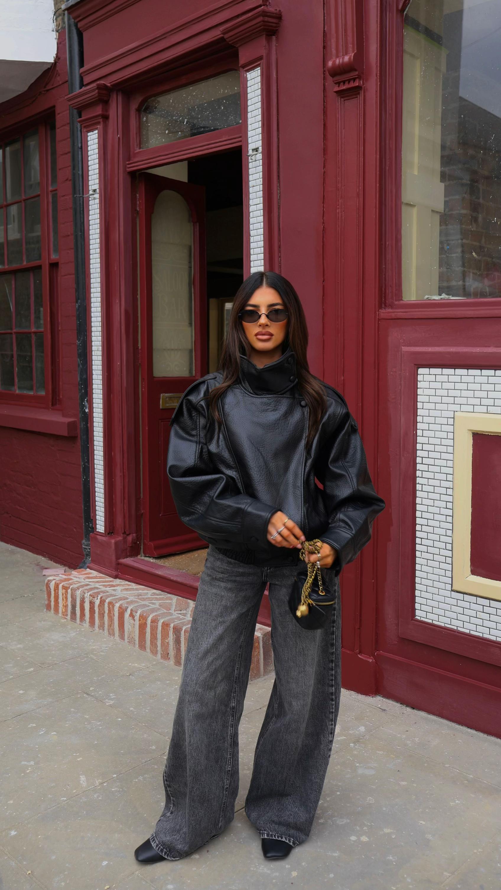 Liora Asymmetrical Leather Jacket