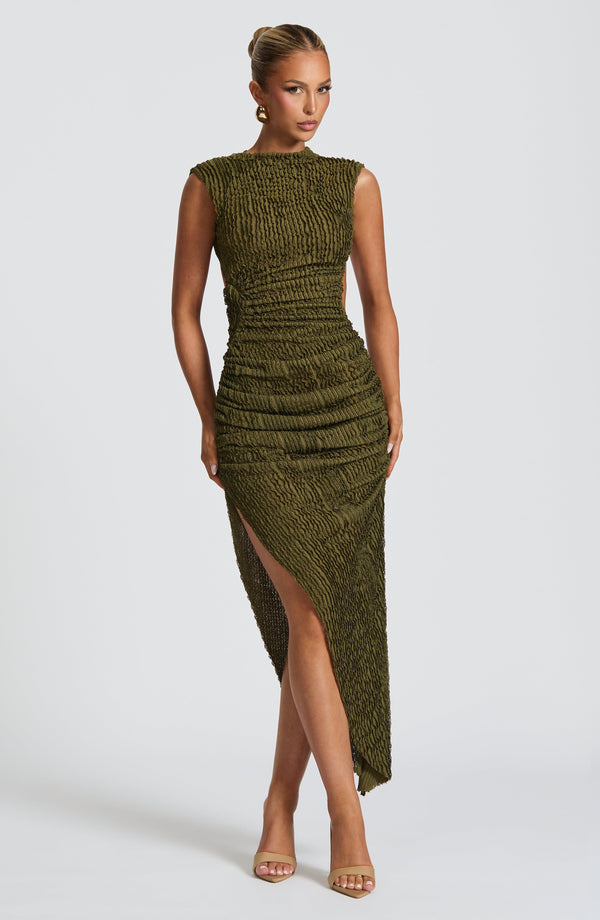 Soraya™ | Textureret Asymmetrisk Midi Kjole - Auvéla