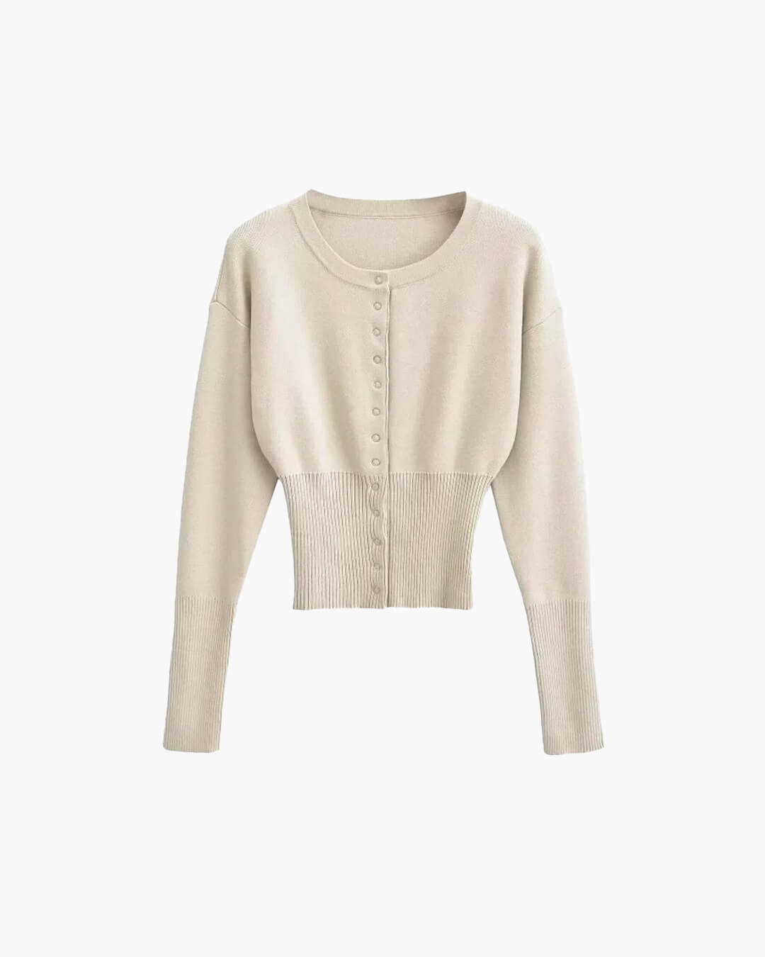 Clara | Dame cardigan – casual strik med rund hals - Auvéla