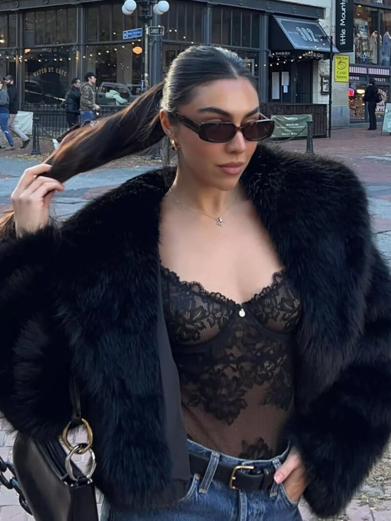 Jenna Faux Pels Frakke - Auvéla