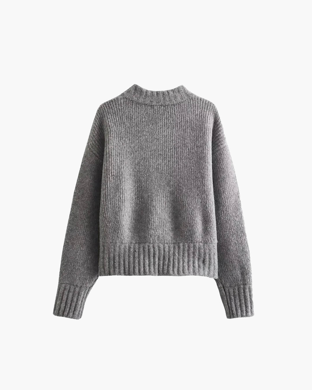 Amelia Dame Cardigan – Vintage grå strikket med lynlås - Auvéla