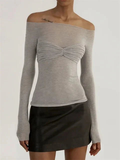 Sara Mesh Gennemsigtig Off-Shoulder Top - Auvéla