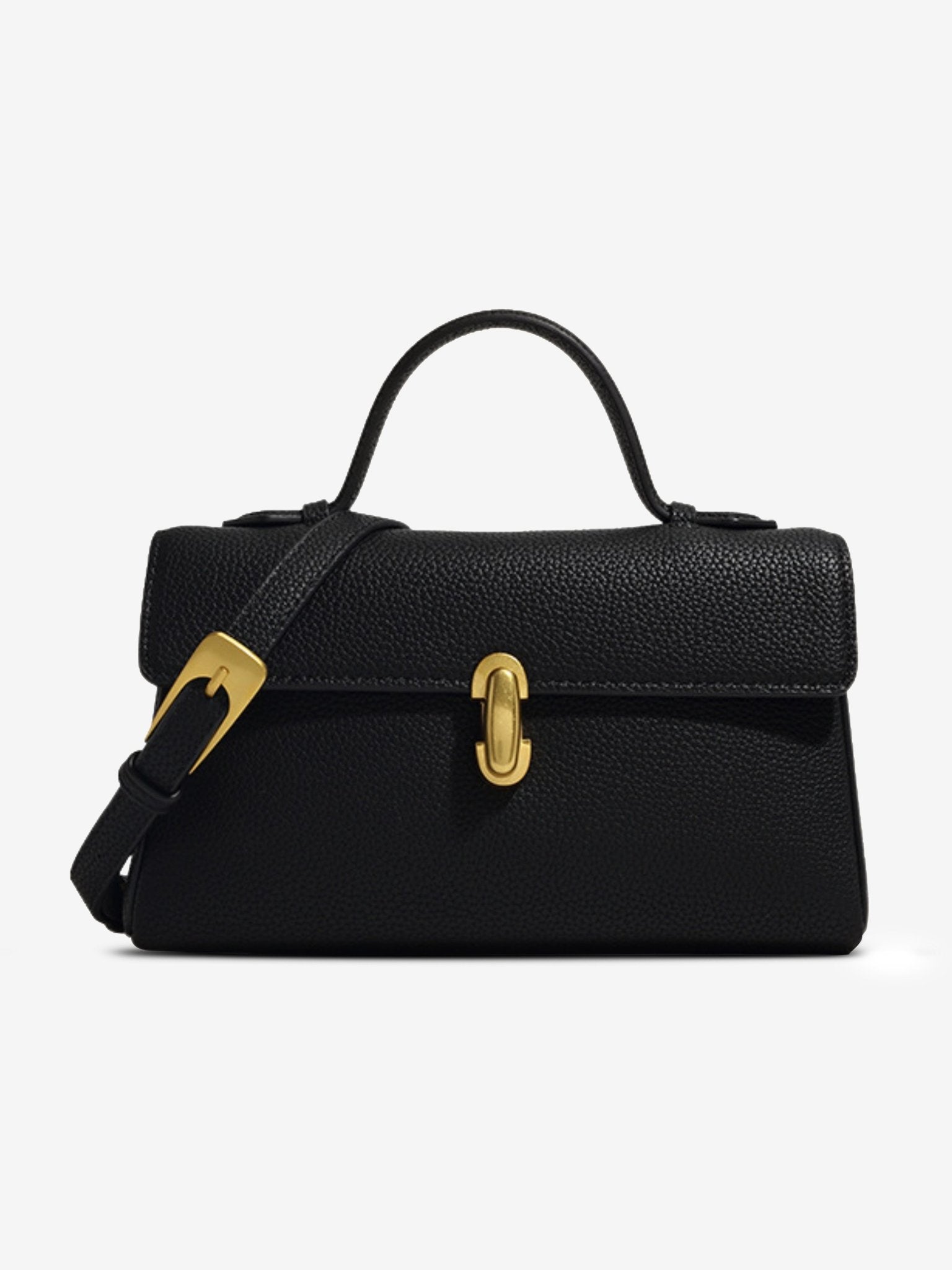 OLANE - Elegant sort crossbody-taske i vegansk læder med aftagelig rem - Auvéla