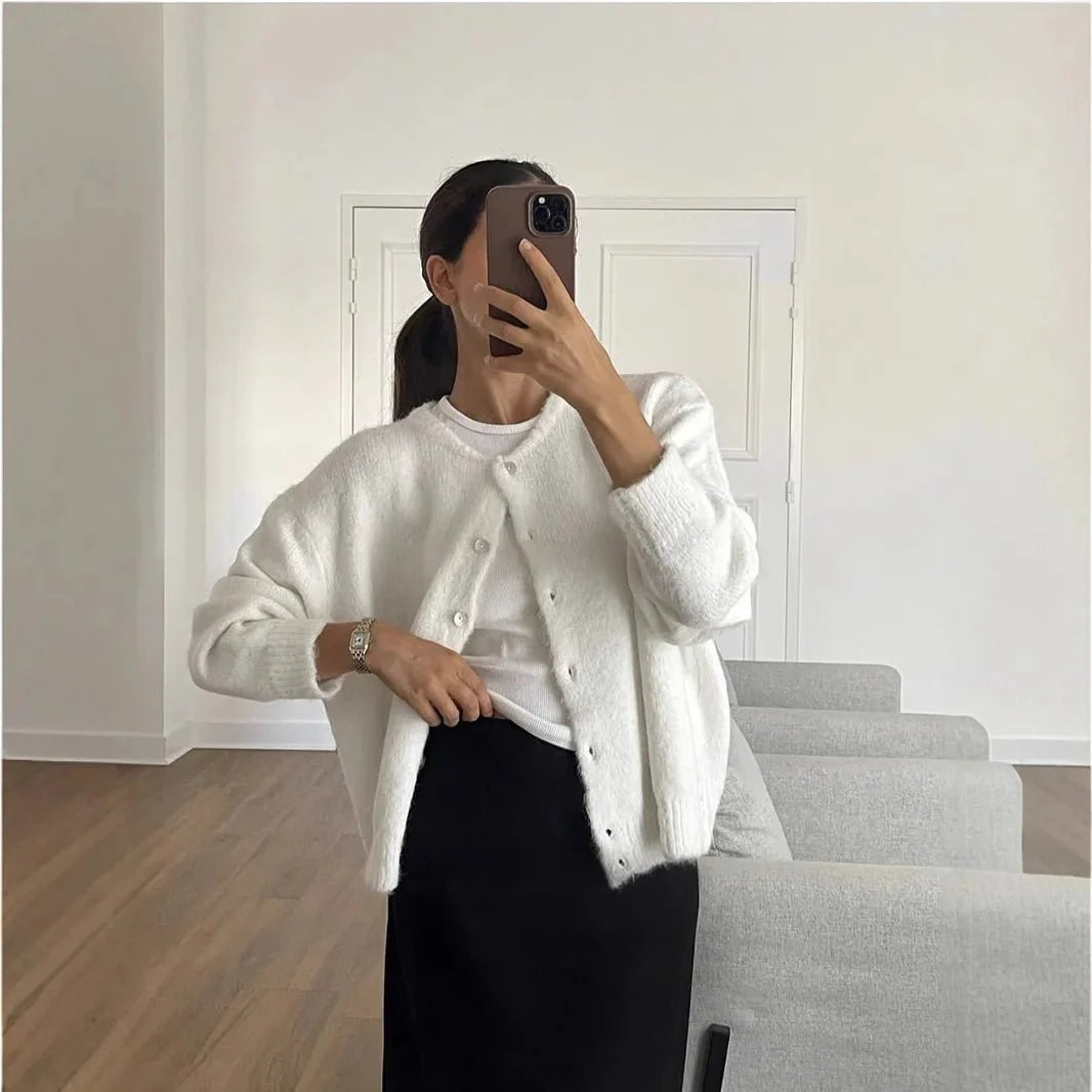 Luna Lang vintage strikket cardigan til kvinder - Auvéla